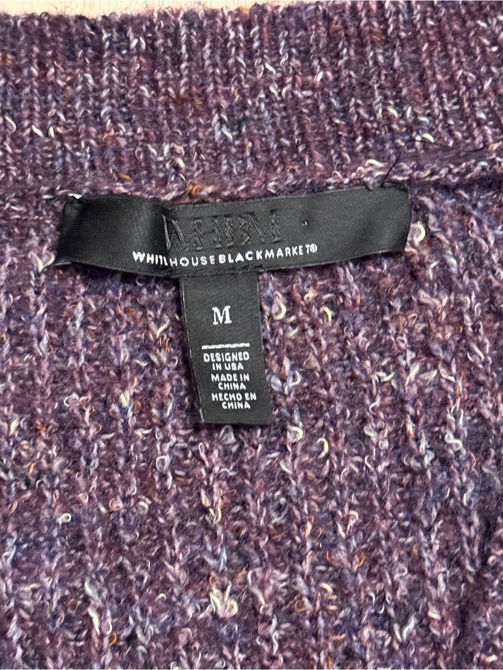 White House Black Market Cardigan Sweater puff sleeve V-Neck Jewel button wool M - Picture 7 of 14